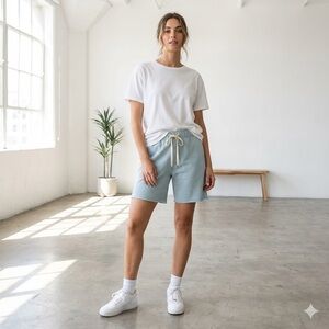 Rails light baby blue high-waisted long French Terry shorts - Medium